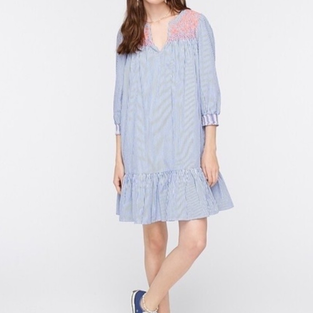 J. Crew Elegant Blue and Pink Dress